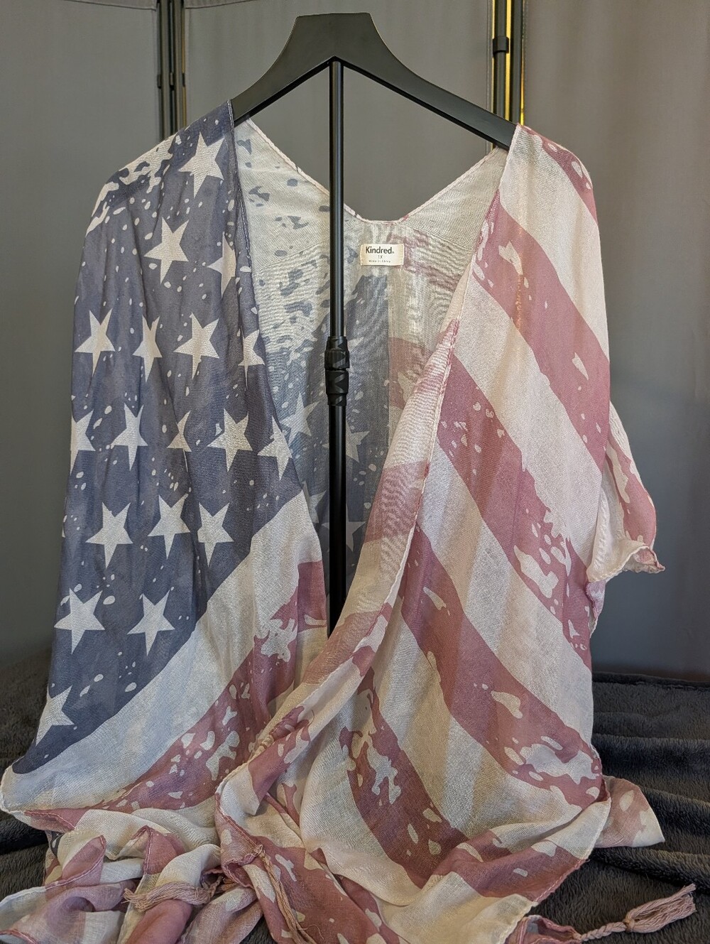 American Flag Print Kimono Kindred - Red, White & Blue Patriotic
